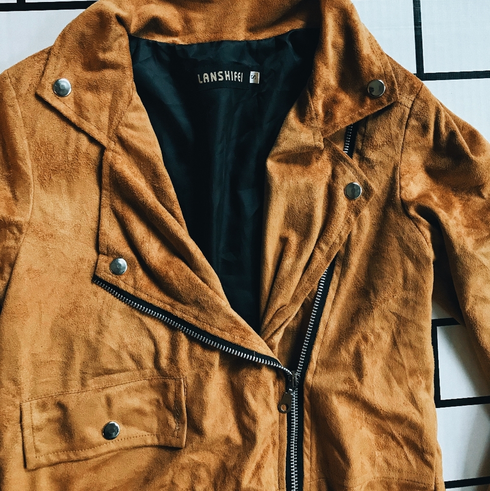 Suede Tan Moto Jacket